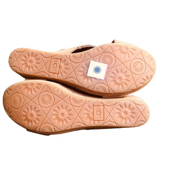 UGG Womens Lilah Wedge Sandals Chestnut Suede Mules Cork Footbed US 10 EU 41 NIB - Picture 8 of 8
